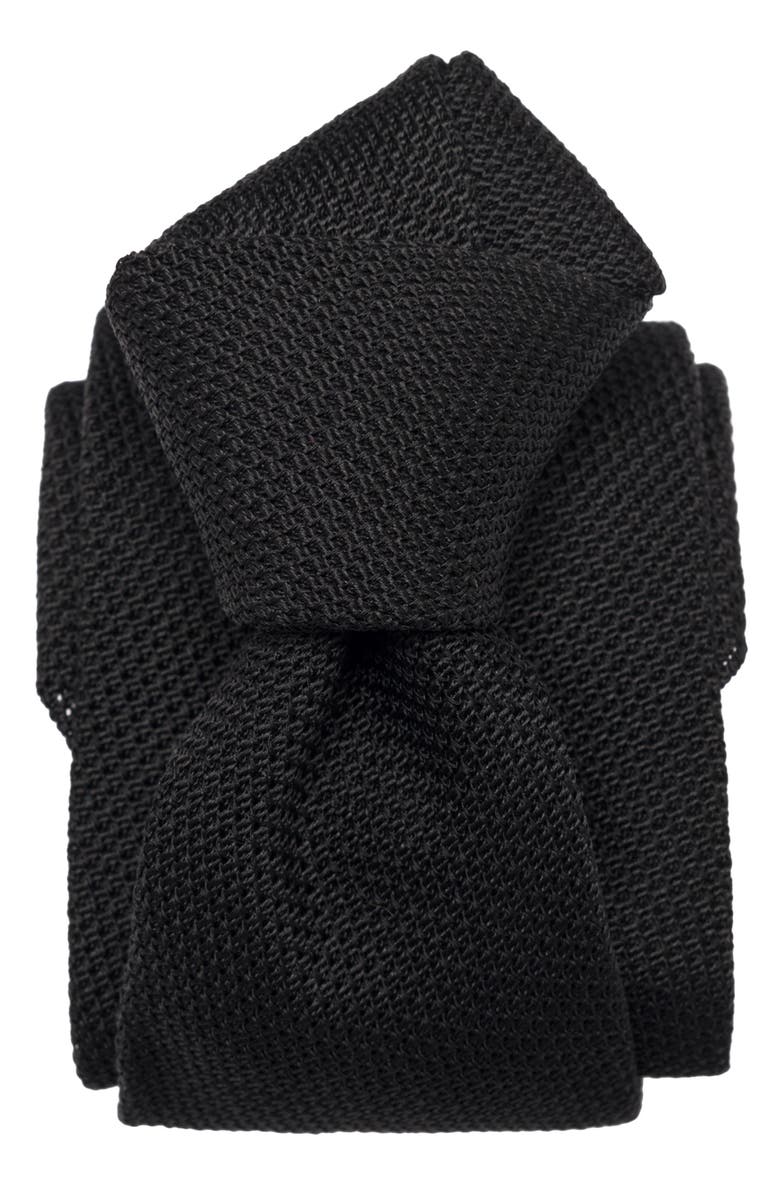 Elizabetta Nero - Extra Long Silk Grenadine Tie for Men, Alternate, color, Black