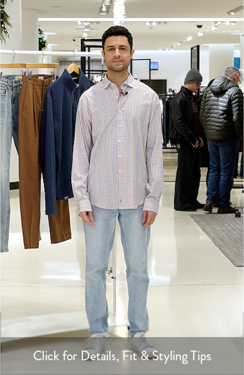 Albie Gingham Check Everyday Performance Button-Up Shirt, sales video thumbnail