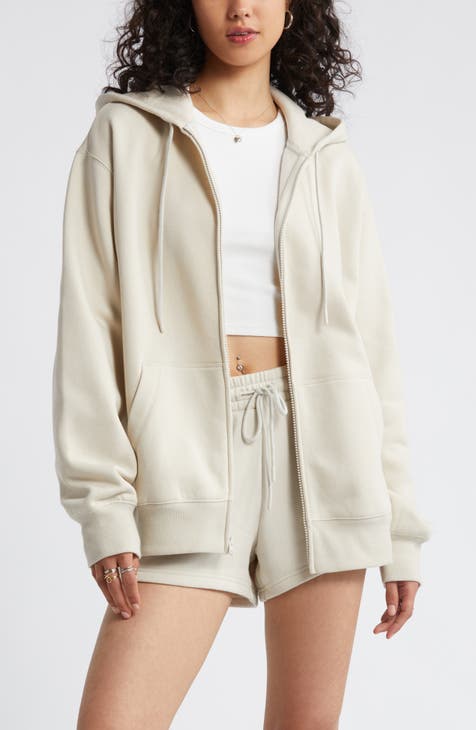 Cream zip up hoodie womens on sale