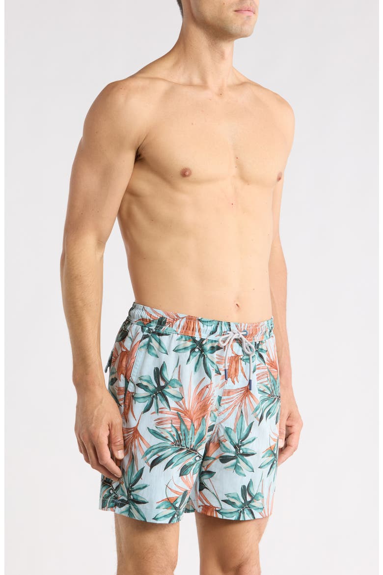 Naples Tidal Fronds 6-Inch UPF 30+ Swim Trunks, Alternate, color, PALE OPAL