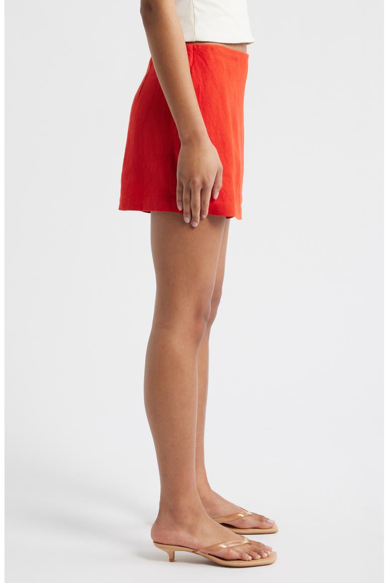 Linen Miniskort, Alternate, color, WILD POPPY