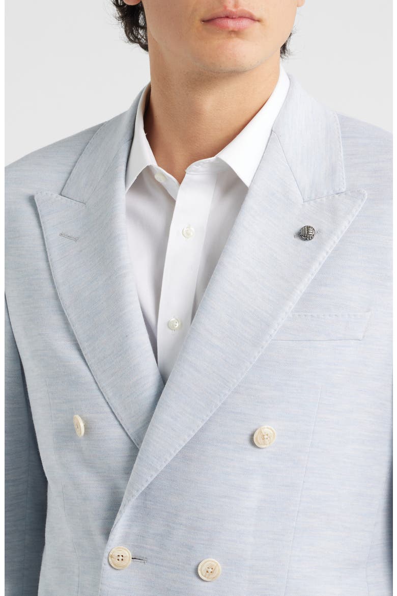 Hall COMFORTWEAR™ Light Blue Mélange Knit Wool Double Breasted Blazer, Alternate, color, LIGHT BLUE