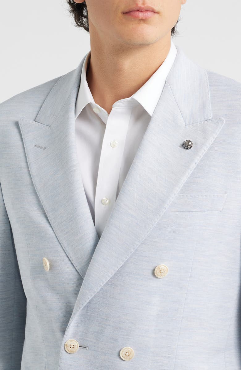 Jack Victor Hall COMFORTWEAR<sup>™</sup> Light Blue Mélange Knit Wool Double Breasted Blazer, Alternate, color, Light Blue