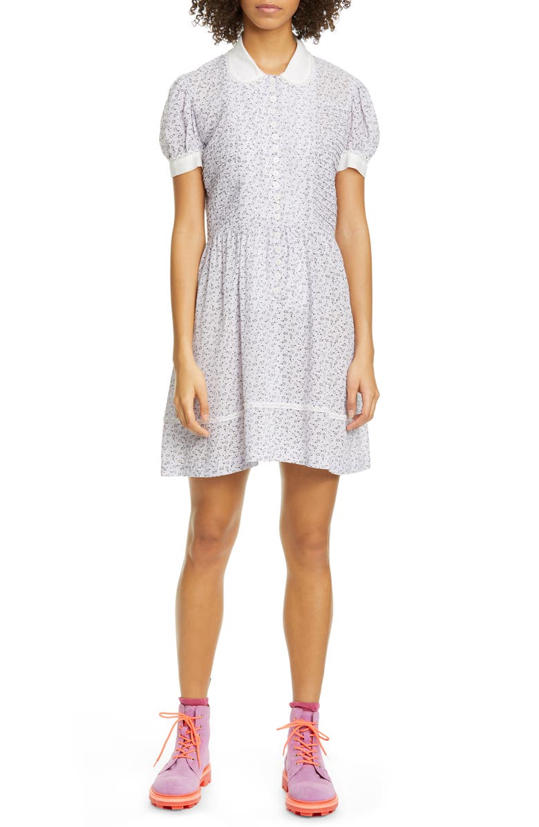 Anna Sui Dandelion Print Button Front Babydoll Dress, Main, color, 