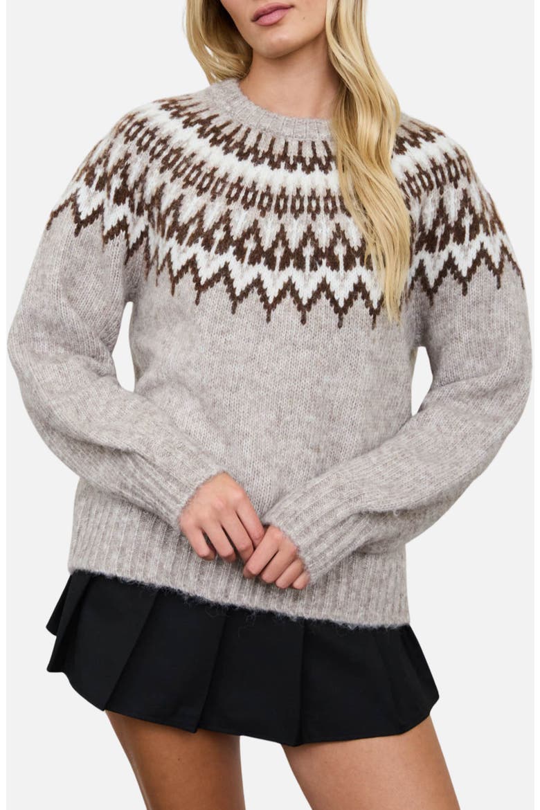Fair Isle Yoke Crewneck Sweater, Main, color, OATMEAL MULTI