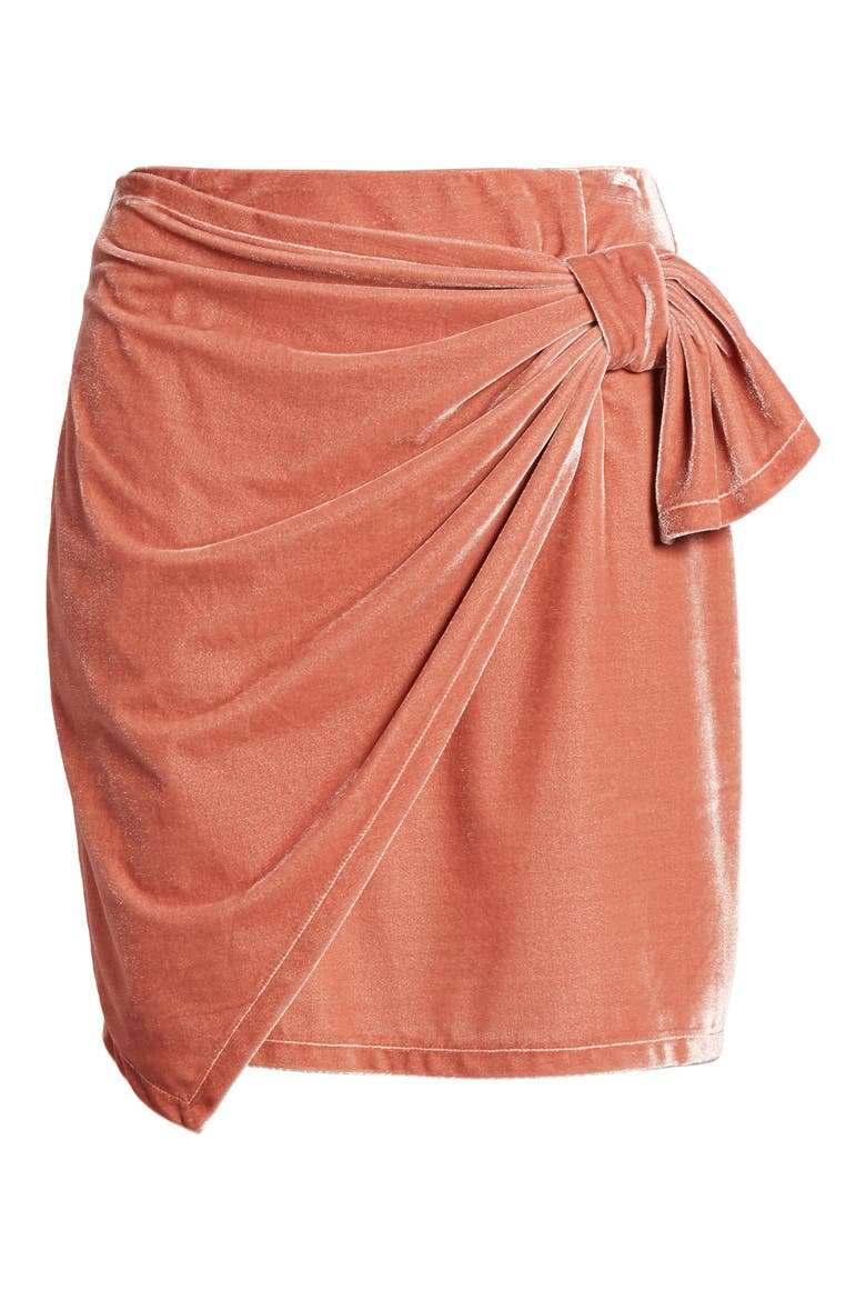 Katie Faux Wrap Skirt, Alternate, color, WILD ROSE