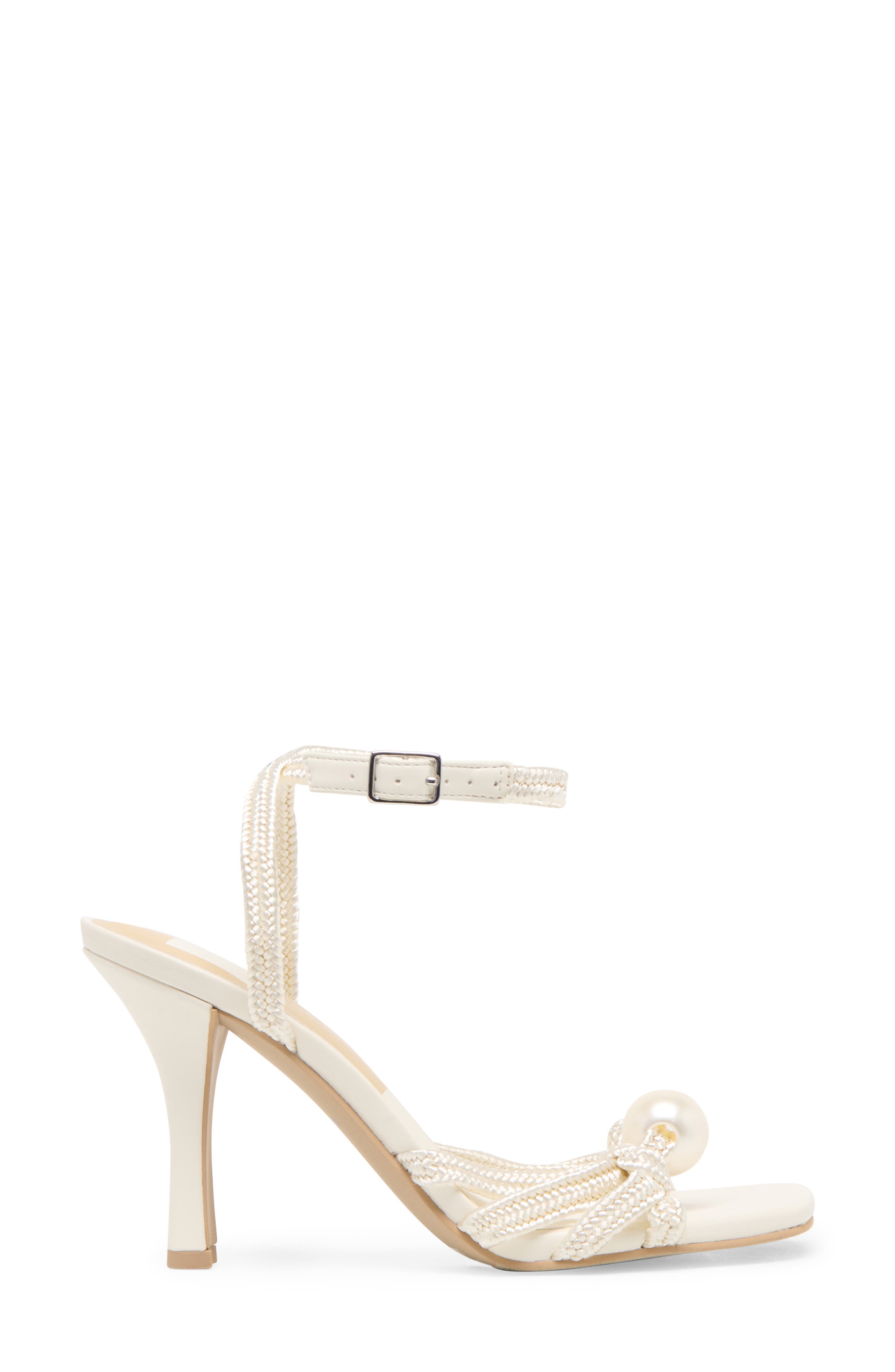 Dolce Vita Helle Faux Pearl Ankle Strap Sandal, Alternate, color, True White Satin