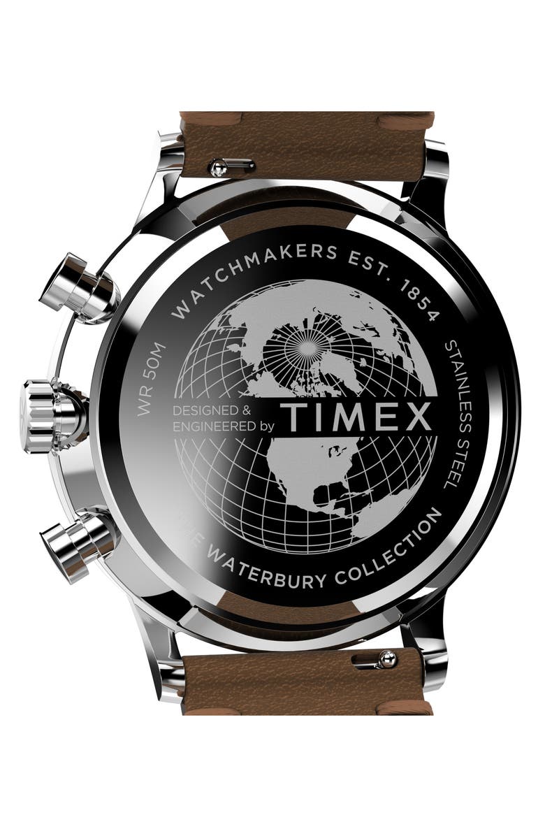 Timex<sup>®</sup> Waterbury Classic Chronograph Leather Strap Watch, 40mm, Alternate, color, 