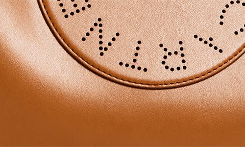Stella Mccartney Biker Perforated Logo Faux Leather Tote In Brown