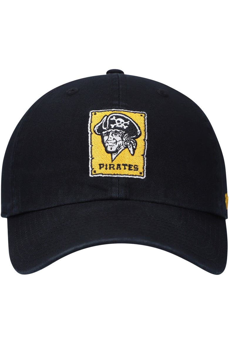 Men's '47 Black Pittsburgh Pirates Logo Cooperstown Collection Clean Up Adjustable Hat, Alternate, color, Black