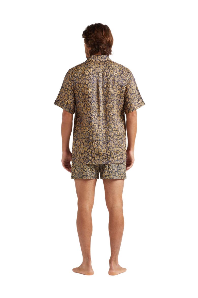 Men's Carapaces Printed Short Sleeve Linen Shirt, Alternate, color, BLEU MARINE