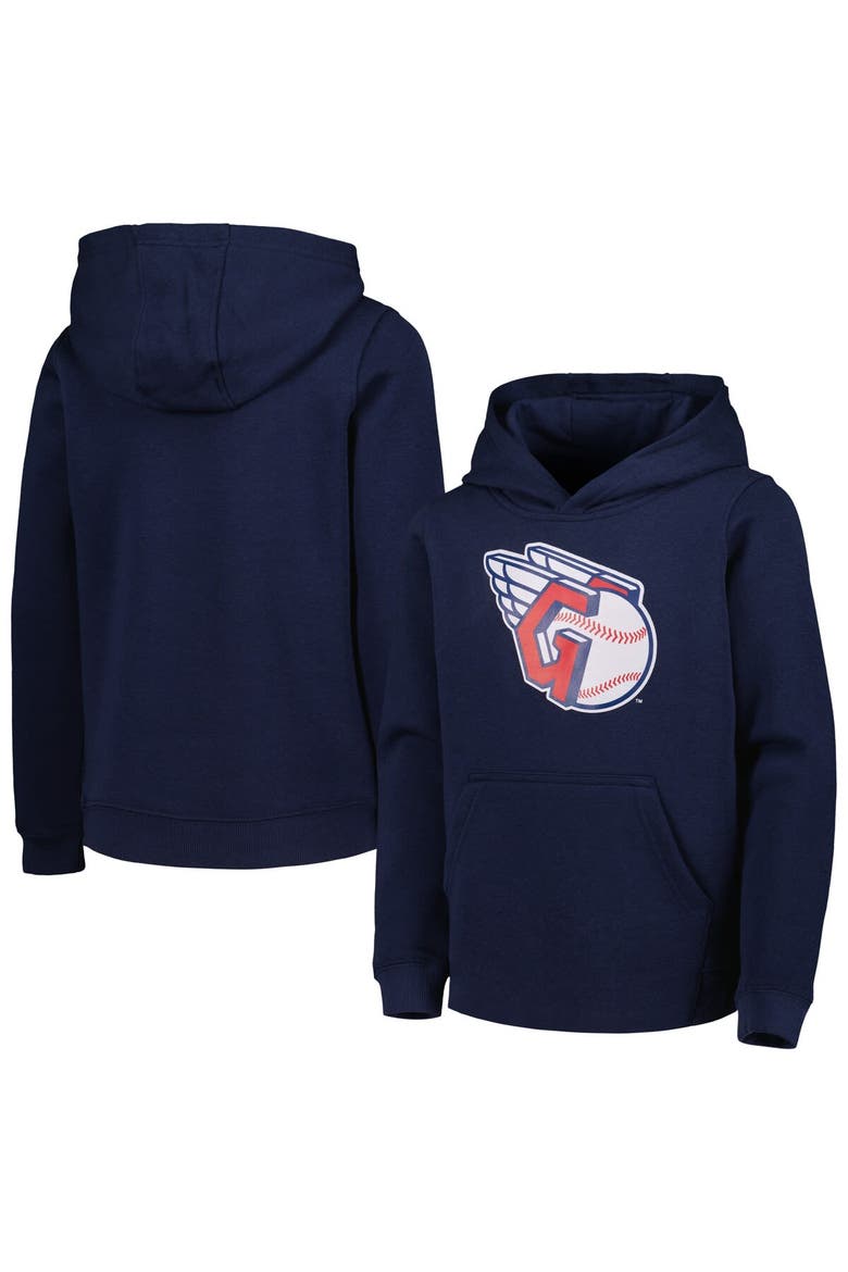Youth Navy Cleveland Guardians Team Primary Logo Pullover Hoodie, Main, color, Navy
