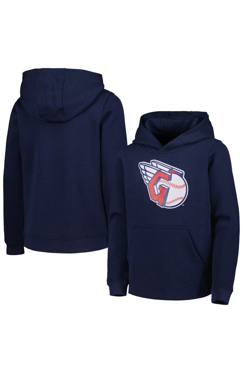 Outerstuff Youth Navy Cleveland Guardians Team Primary Logo Pullover Hoodie, Main, color, Navy
