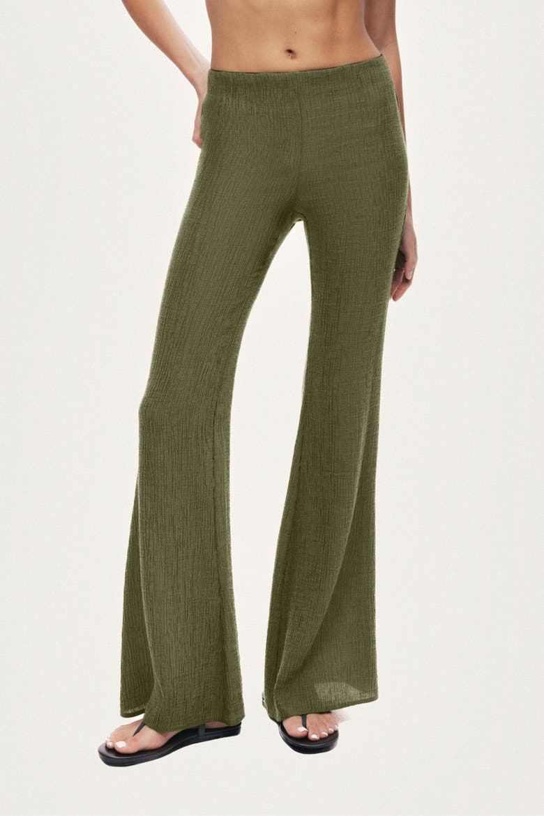 Flared High-Waist Pants, Main, color, Khaki
