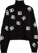 Dolce&Gabbana Logo Intarsia Crop Virgin Wool Turtleneck Sweater