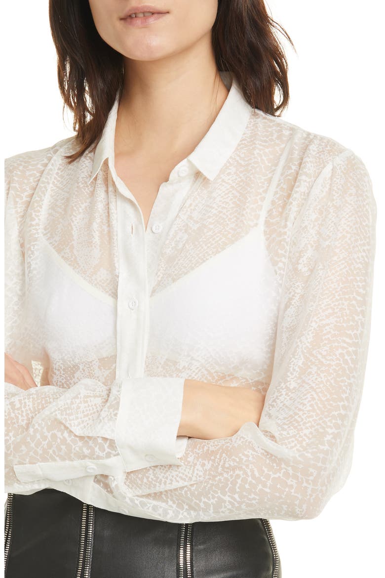 Blythe Snakeskin Burnout Blouse, Alternate, color, WHITE PYTHON