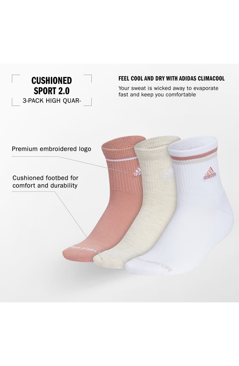 adidas 3-Pack AEROREADY Cushioned High Quarter Socks, Alternate, color, Dark Pink