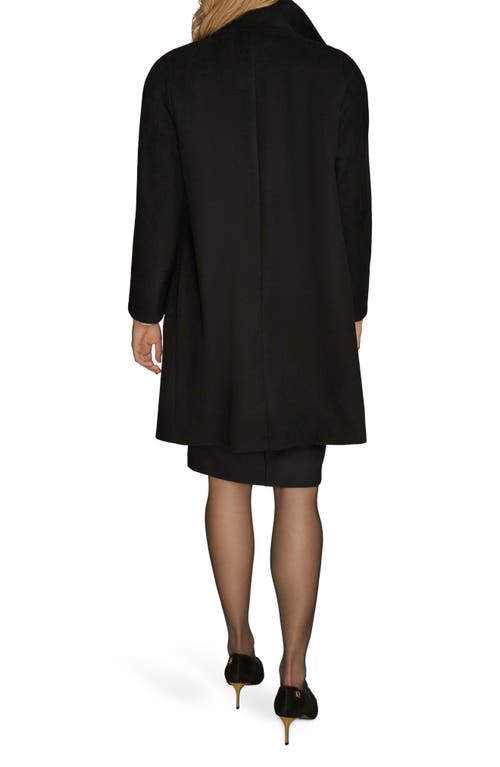 Donna Karan New York Convertible Collar Wool Blend Coat In Black
