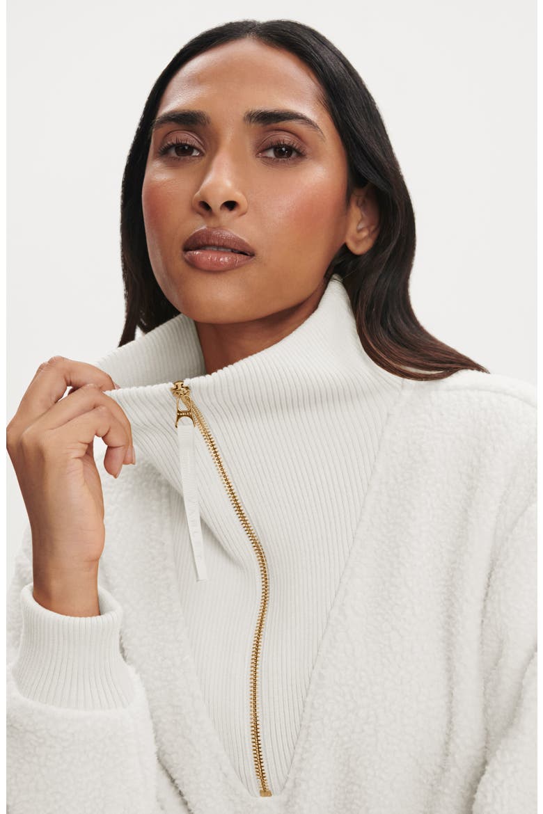 Jaylin High Pile Fleece Half-Zip Pullover, Alternate, color, EGRET