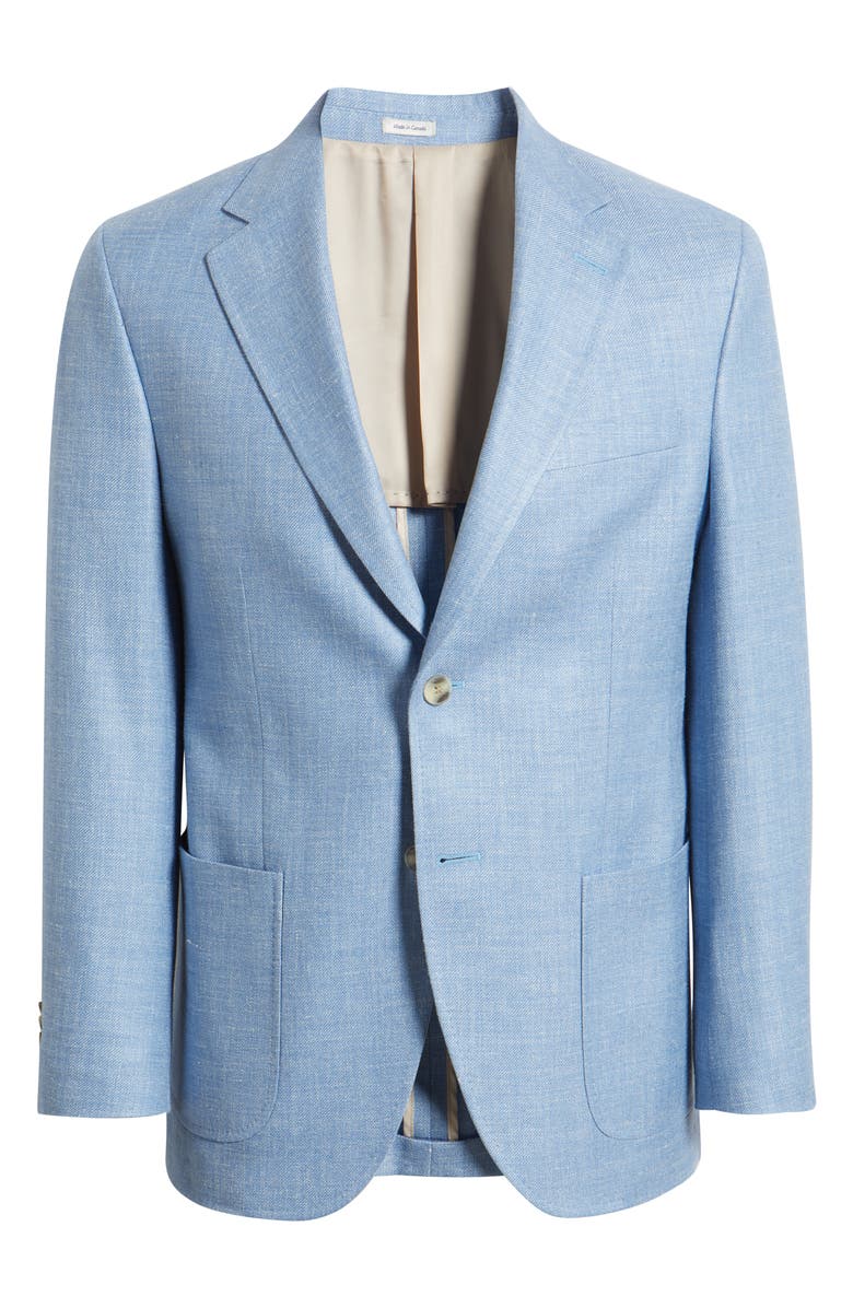 Peter Millar Hyperlight Soft Light Blue Mélange Silk & Linen Blend Sport Coat, Alternate, color, Light Blue