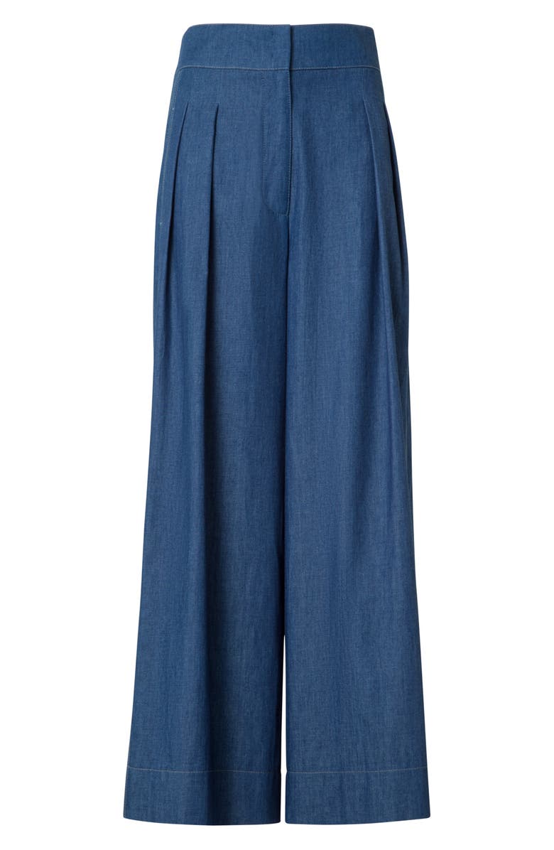 Akris punto Federica Pleated Denim Crop Pants, Alternate, color, Medium Blue Denim