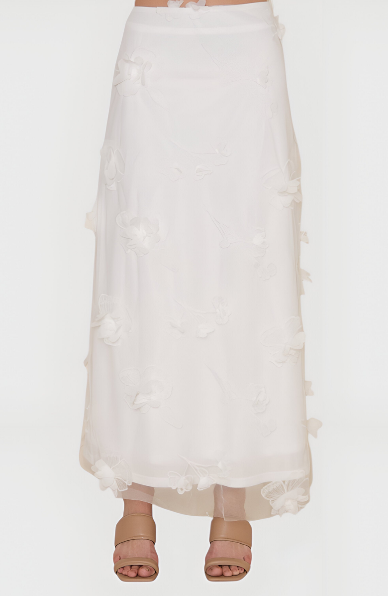 Modenaire Embroidered Mesh Maxi Skirt with 3D Floral Appliqué, Alternate, color, 