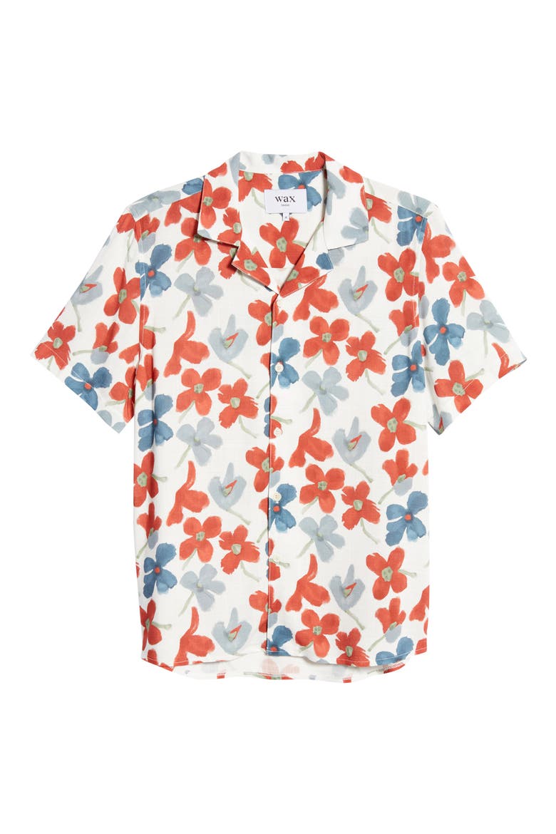 Men's Didcot Floral Print Short Sleeve Button-Up Shirt, Alternate, color, WHITE/ RED / BLUE