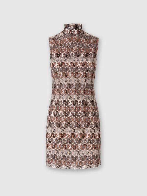 Missoni Minikleid Mit Stehkragen Aus Strukturierter Spitze In Brown
