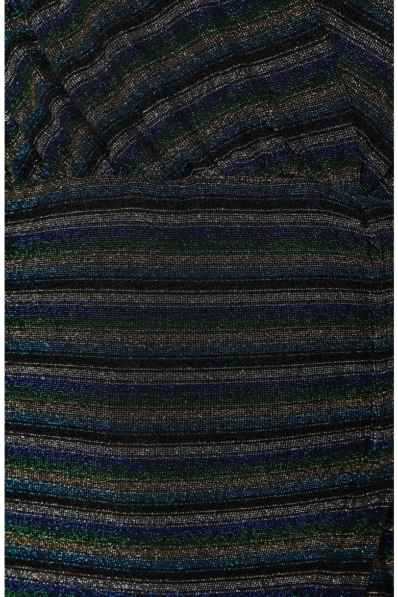 Tahlia Metallic Stripe Wrap Midi Dress, Alternate, color, BLUE GOLD STRIPE
