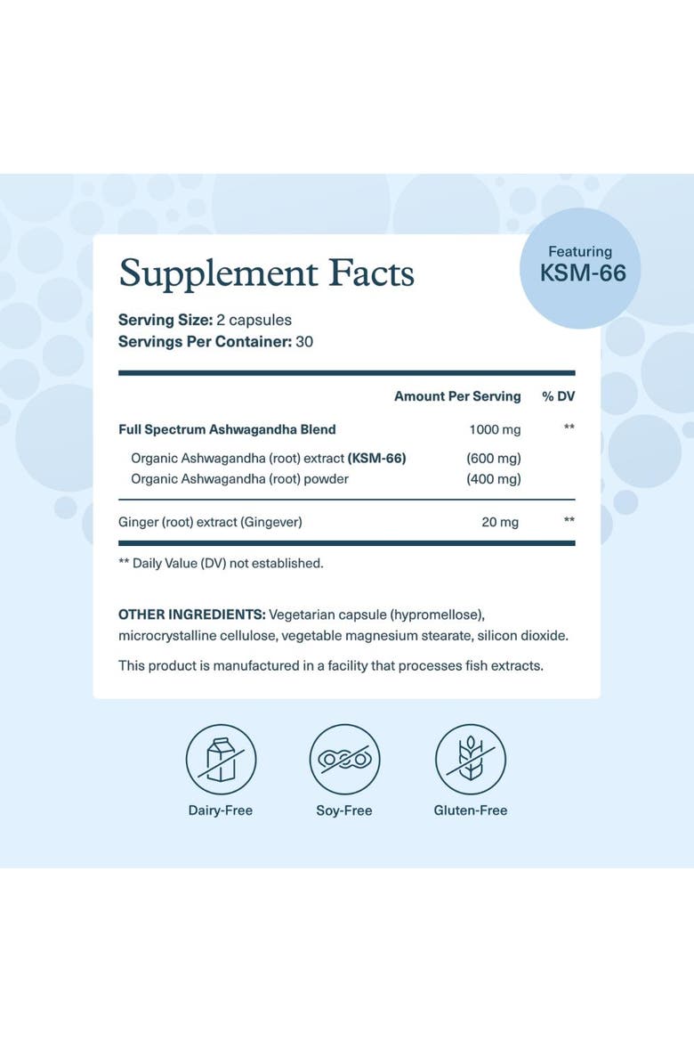 Ashwagandha Stress Relief Adaptogenic Supplement Capsules 60 Count, Alternate, color, None