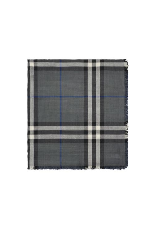 Burberry Reversible Check Wool Silk Scarf In Gray