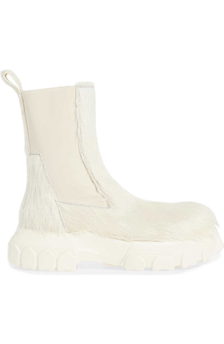 Rick Owens Beatle Bozo Tractor Genuine Calf Hair Chelsea Boot, Alternate, color, Milk/ Milk