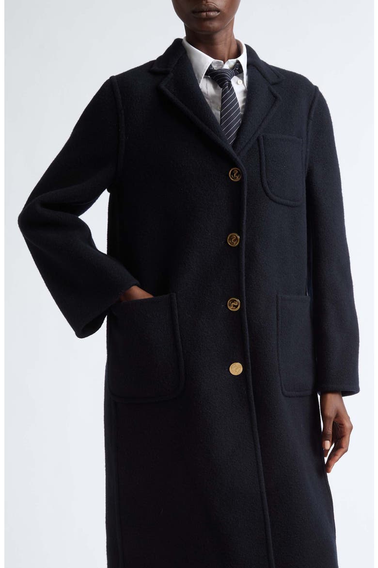 Bell Sleeve Virgin Wool Coat, Main, color, NAVY