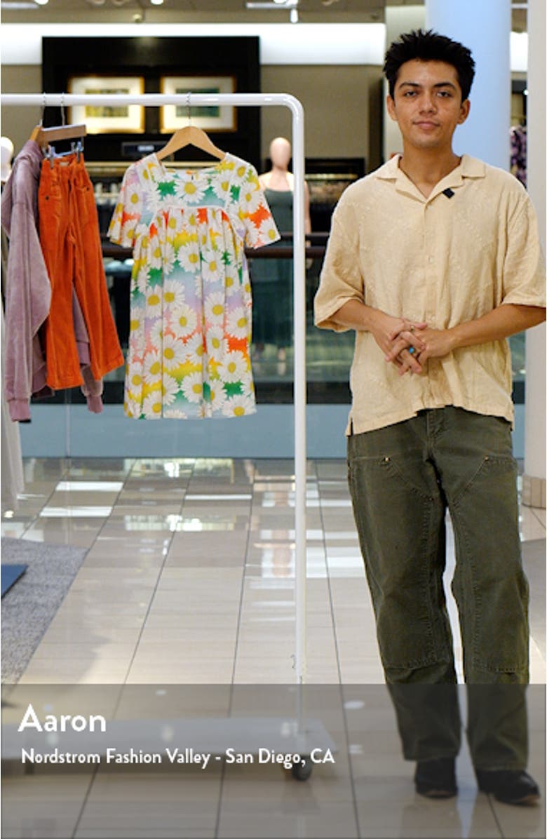 Kids' Daisy Print Flutter Sleeve Cotton Dress, sales video thumbnail