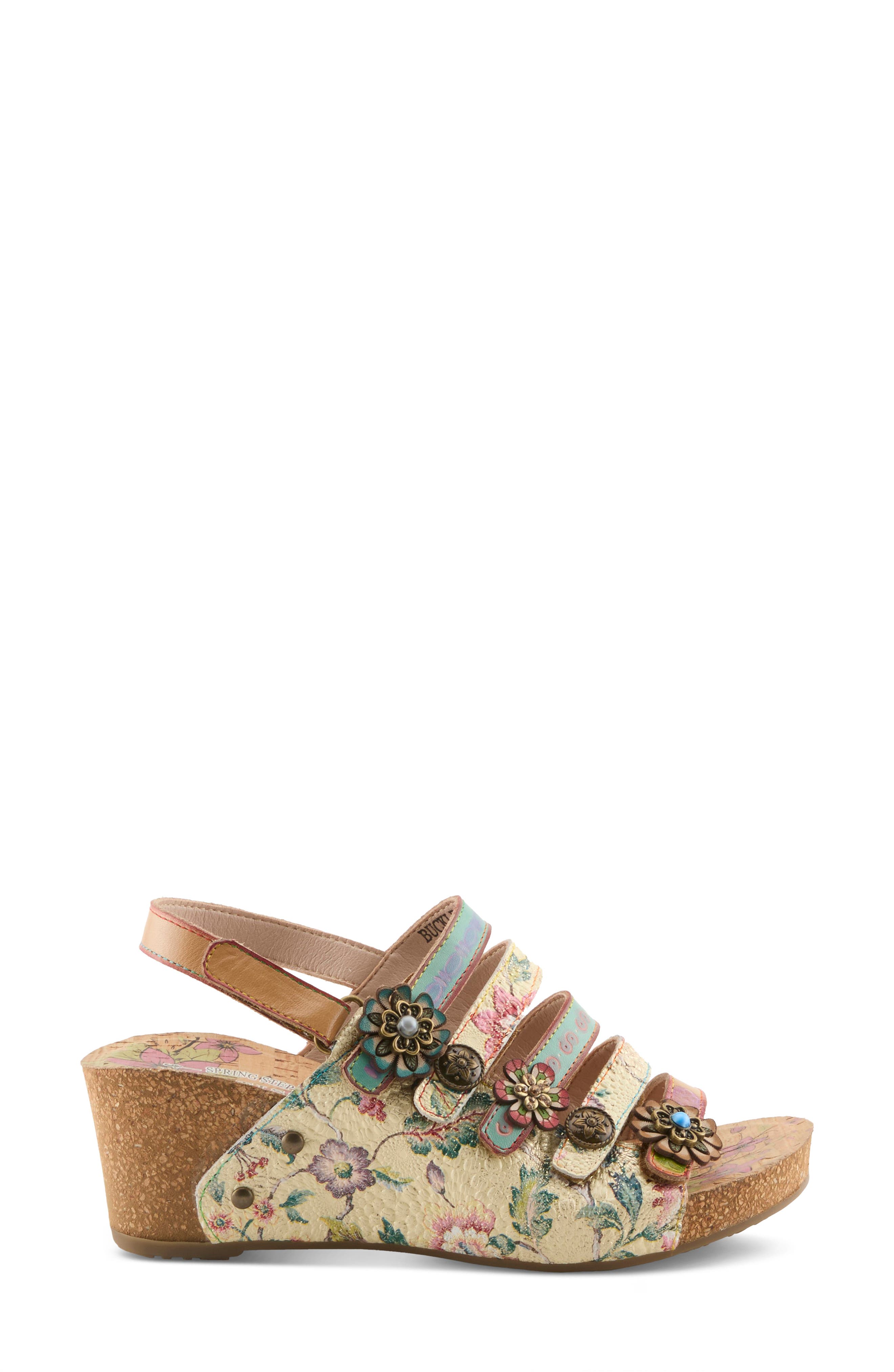 L
Artiste by Spring Step Buckle It Up Strappy Wedge Sandal, Alternate, color, Beige Multi