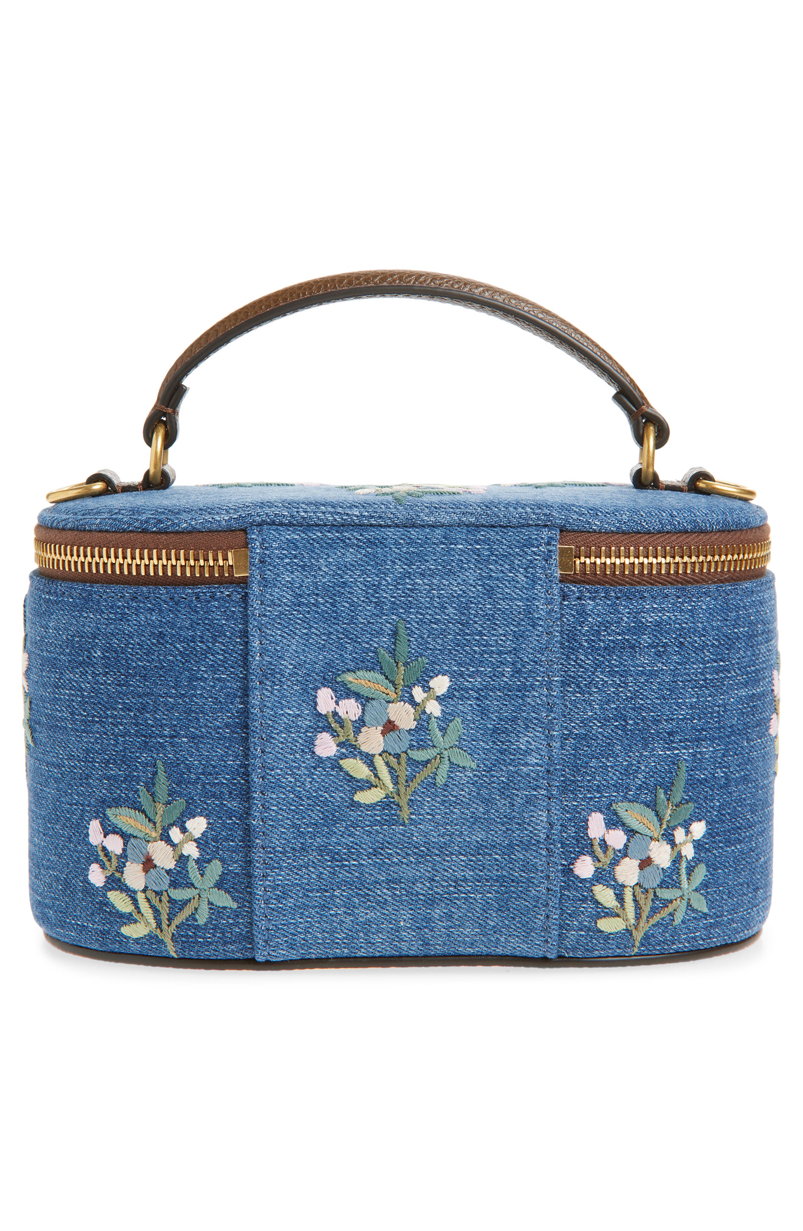 Valentino Garavani VLOGO Signature Embroidered Vanity Case, Alternate, color, Blue Multi