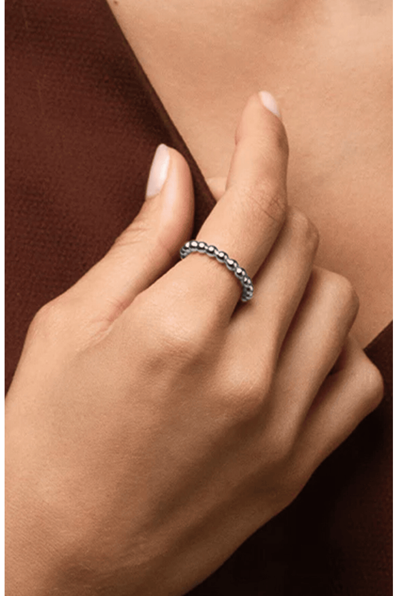14k Gold Plated Brigitte Ball Chain Open Ring Gift Idea, Alternate, color, Silver