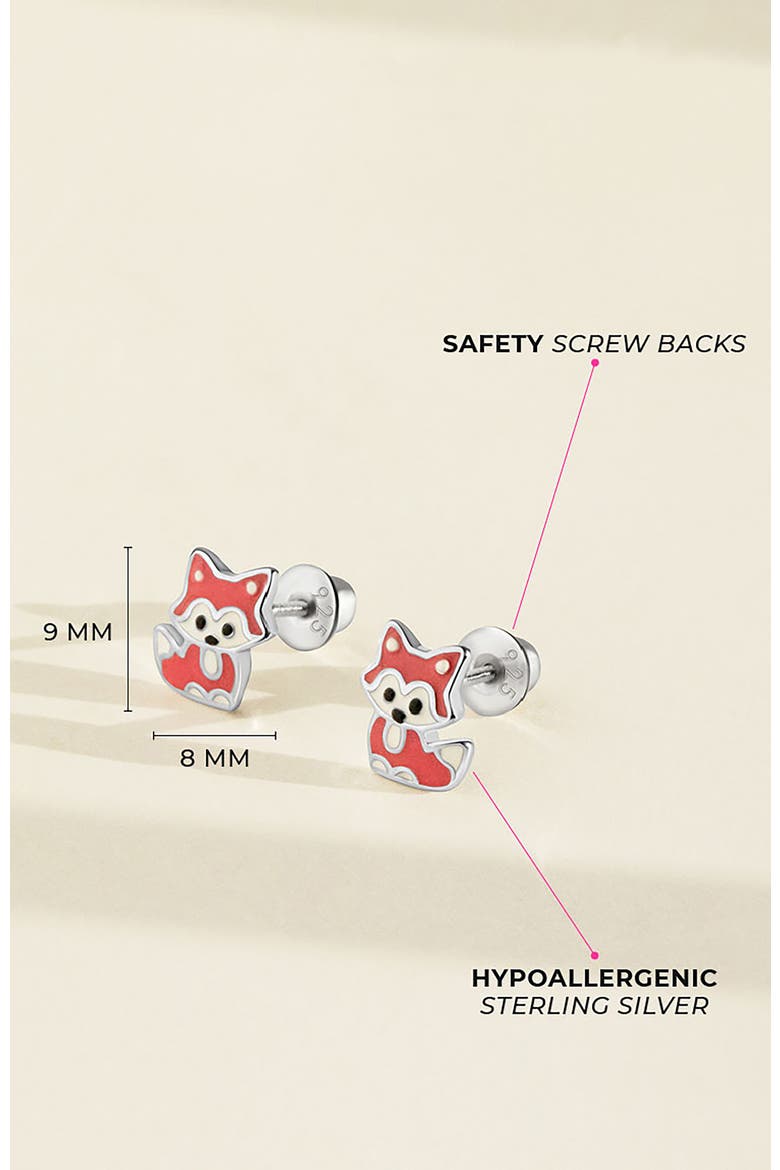 Little Fox Earrings, Alternate, color, Pink & White