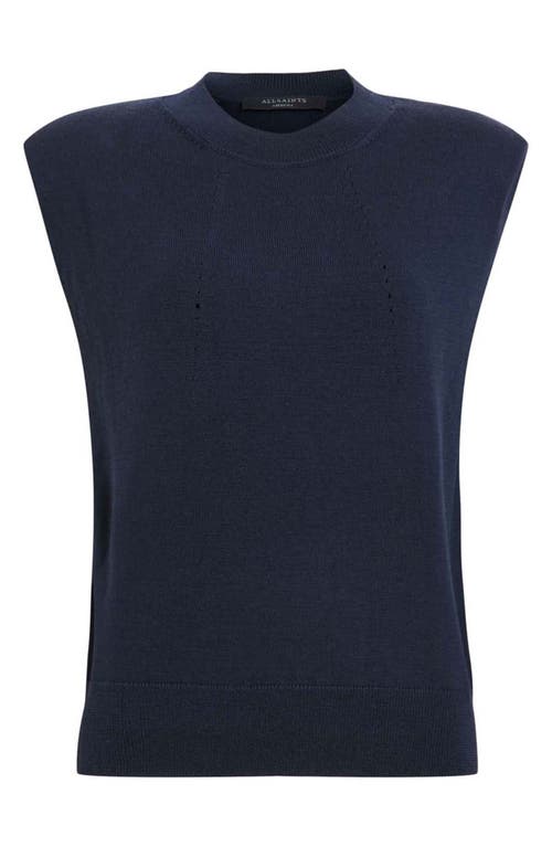 Shop Allsaints Kayla Cap Sleeve Merino Wool Sweater In Ink Blue