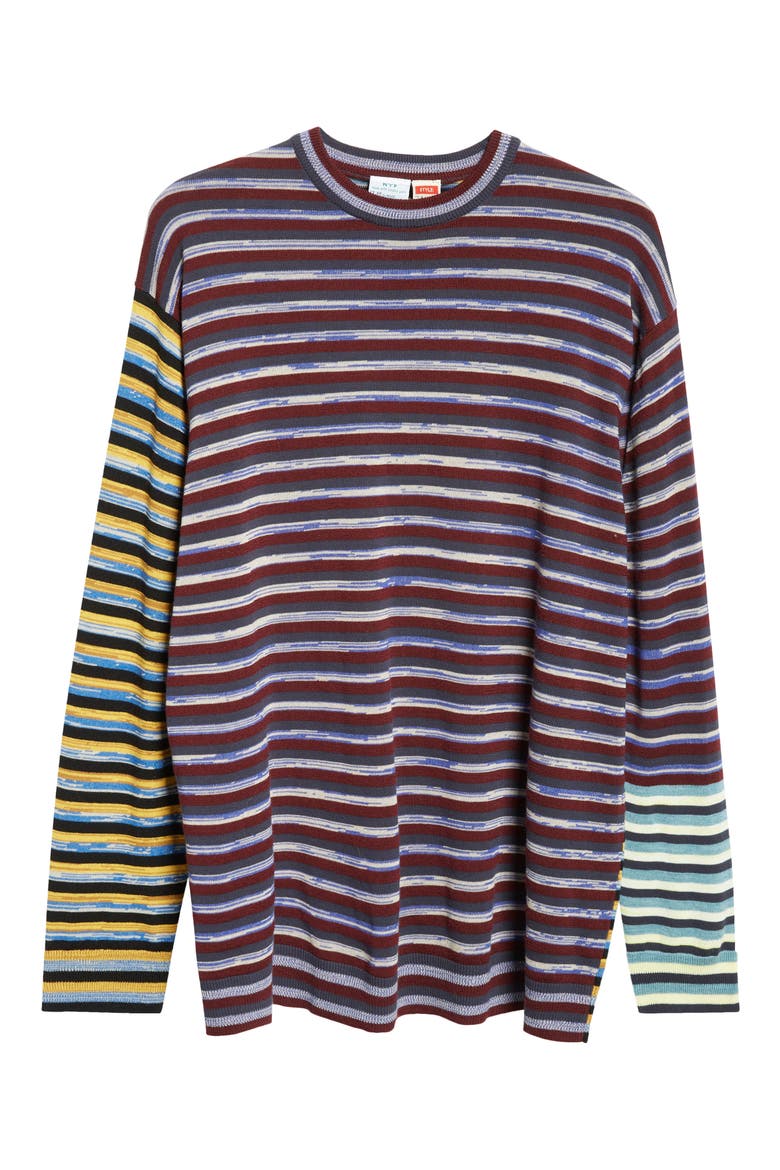 Tania Colorblock Crewneck Sweater, Alternate, color, BURGUNDY MULTI