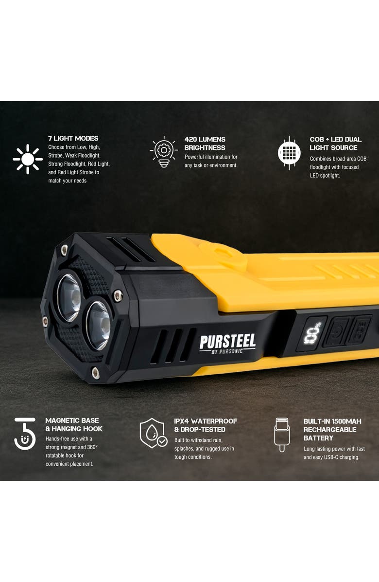 PURSONIC Emergency Prep Bundle 2-in-1 Ultra Bright Flashlight and LED Fast Charging Power Bank, Alternate, color, White