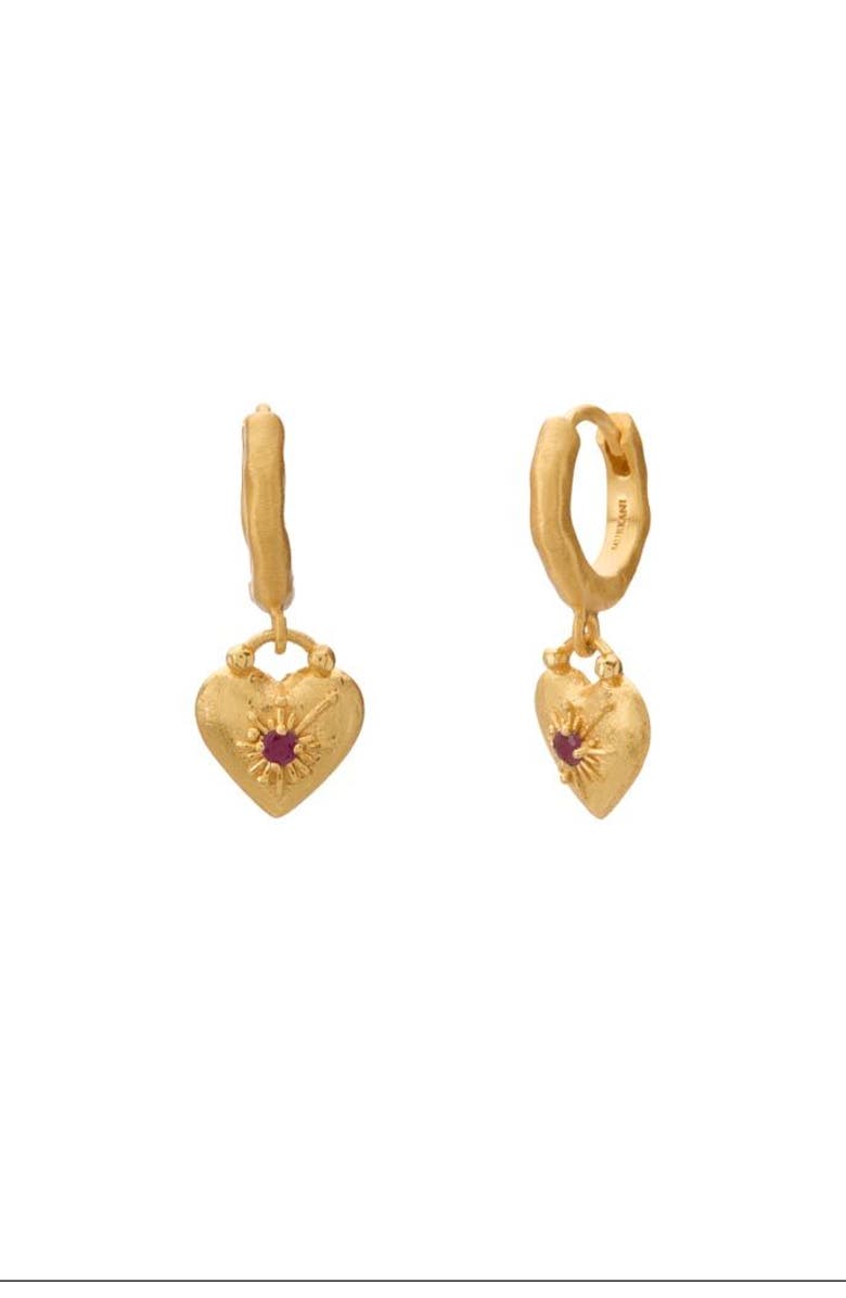 Murkani Love You Small Heart Huggie Earrings, Main, color, Yellow Gold