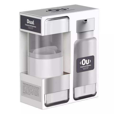 Durable Dual Bathroom Soap Dispenser Toothbrush Holder Organizer