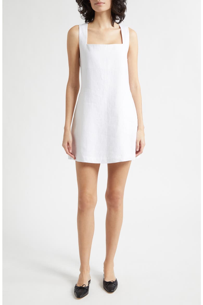 Alice Square Neck Linen Minidress, Main, color, IVORY