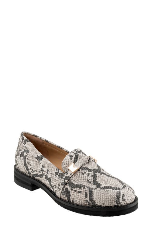 Trotters Femi Loafer in Black/White Snake Embossed 