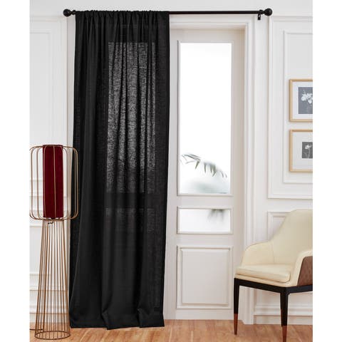 Linen Curtain with Light Filtering Rod Pocket for Living Room, Bedroom
