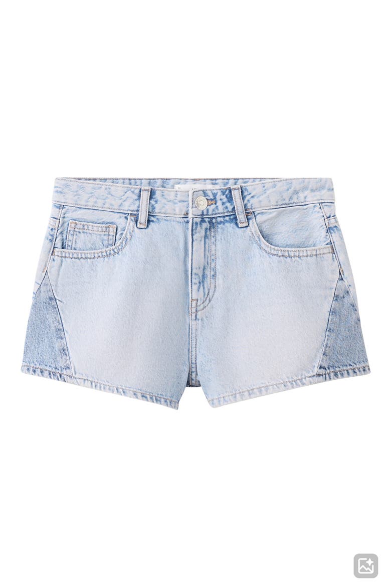 Low Rise Two-Tone Denim Shorts, Alternate, color, LIGHT BLUE