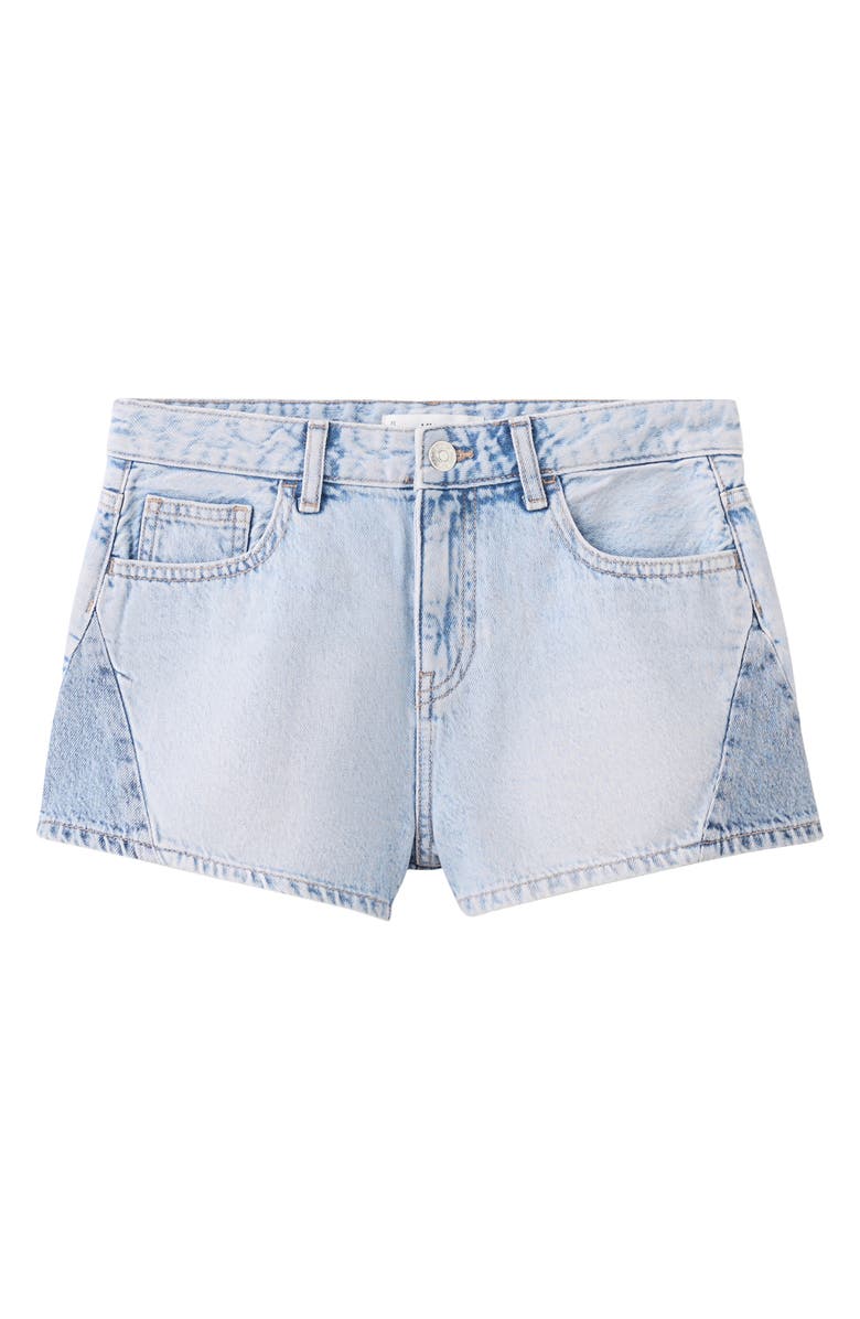 MANGO TEEN Low Rise Two-Tone Denim Shorts, Alternate, color,