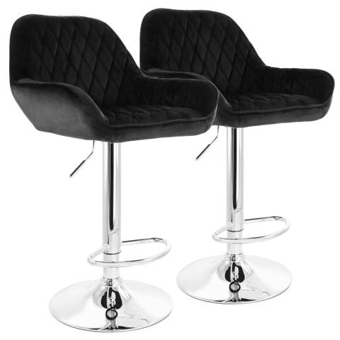 2 Piece Adjustable Velvet Bar Stools