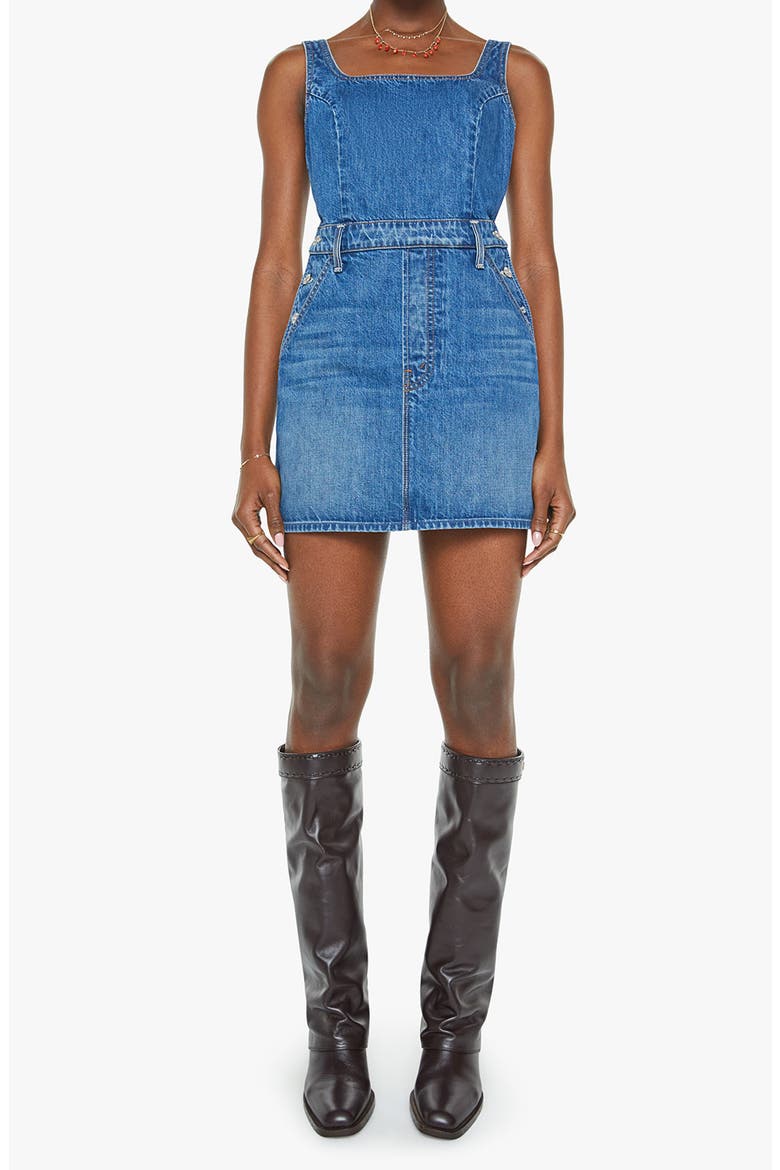 mother denim dress MOTHER The Over It Denim Mini Dress